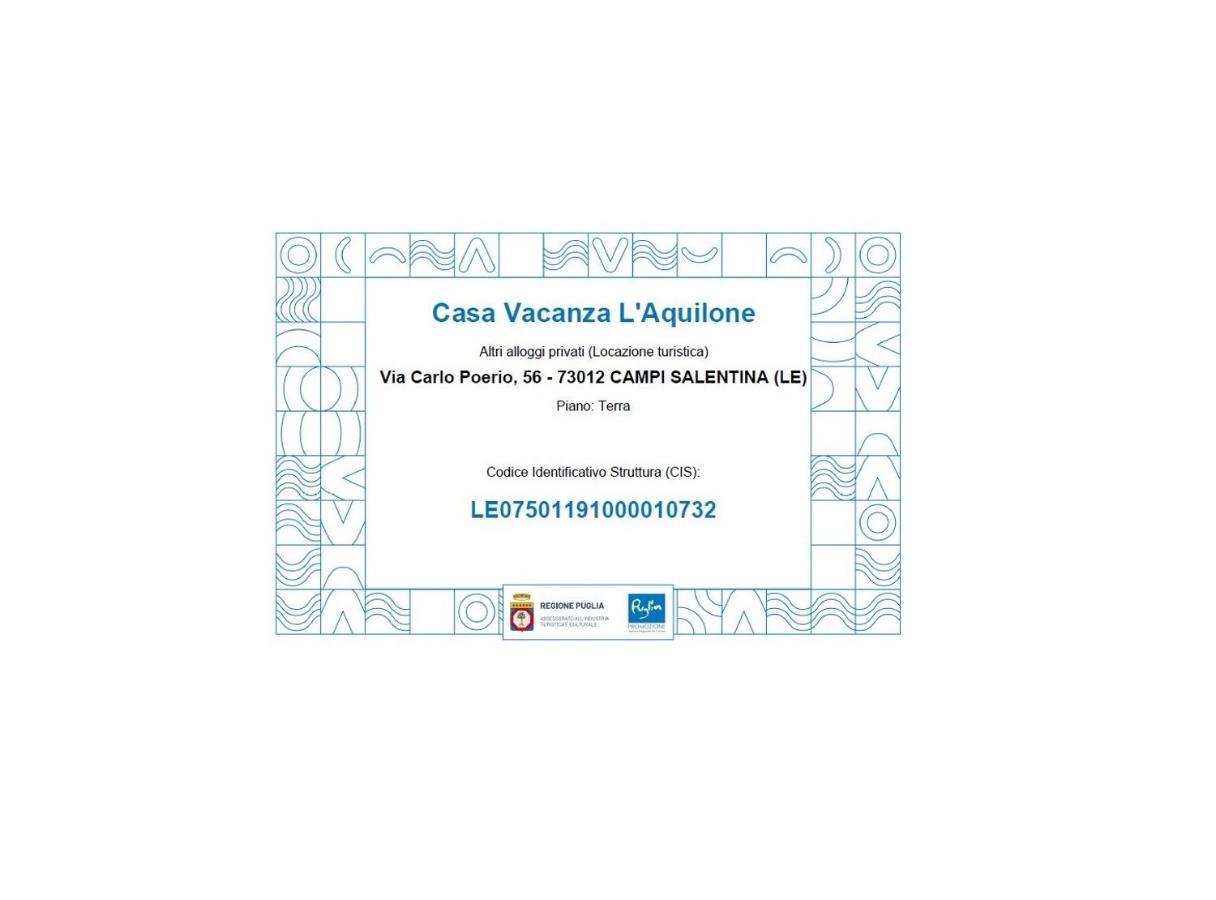 Casa Vacanza L'Aquilone 캄피 살렌티나 외부 사진